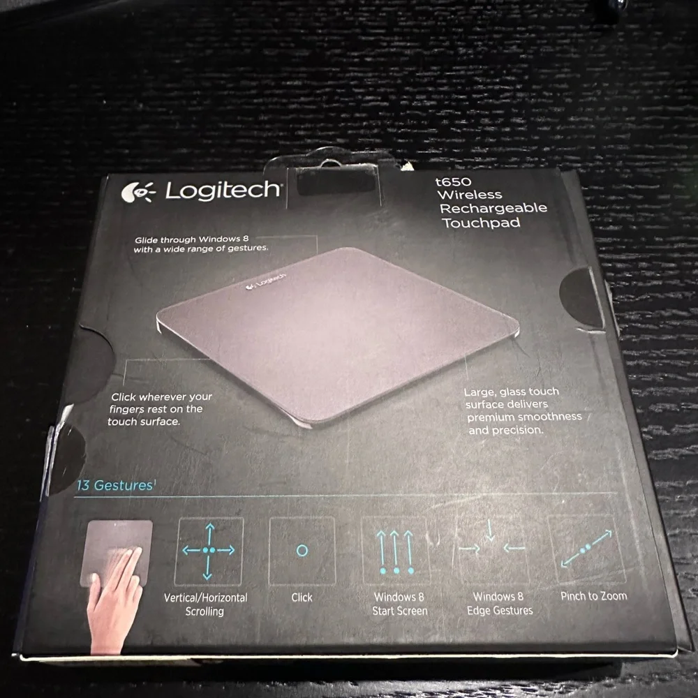 Logitech Touchpad- t650 Wireless Rechargeable Touchpad. Open box- Never Used.